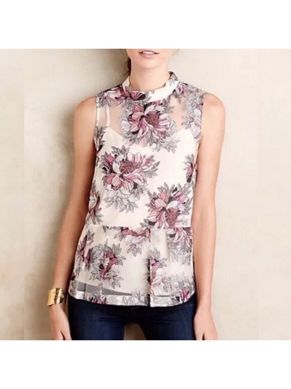 Anthropologie Moulinette Souers Terrace Swing Top Women's Floral Blouse Size 2